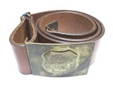 Ralph Lauren Brass Emblem Buckle Belt ラルフ・ローレン 本革ベルト イタリア製