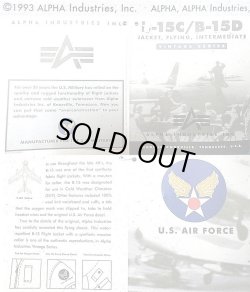 画像8: Deadstock 1993'S©ALPHA type VINTAGE B-15C アルファ フライトJK 紺 USA製