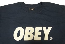 画像3: OBEY LOGO Print Tee Navy オベイ プリントTシャツ 紺 綿100% メキシコ製