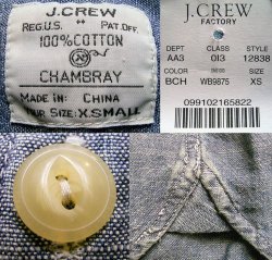 画像4: J.CREW Blue Chambray Shirts Chin-Strap Vintageヴィンテージ加工シャンブレー