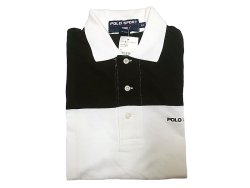 画像1: Deadstock 1993-98'S POLO SPORT Polo Shirts ポロスポーツ ポロシャツ 鹿子 黒白
