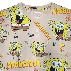 画像3: Nickelodeon SpongeBob Tee  60/40 スポンジボブ 総柄 ベージュTシャツ 
