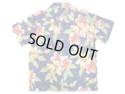 画像1: POLO  Cotton Hawaiian Shirts "Hibiscus" ポロ・ラルフ ハワイアンシャツ 紺