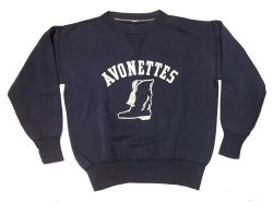 画像2: 【Vintage/Used】UNKOWN BRAND 1960'S 前V スウェット"AVONETTES" 紺