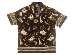 画像1: POLO Ralph Lauren Viscose Hawaiian Shirts  レーヨン ハワイアンシャツ 茶×白