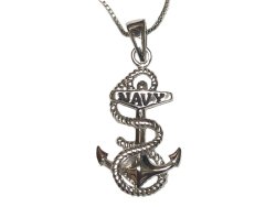 画像1: USNA (US NAVAL ACADEMY) Sterling Silver "Navy" Fouled Anchor Pendant　