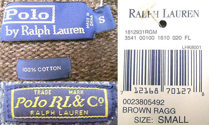 POLO by Ralph Lauren Mixed kint Sweater Button Neck ポロ コットンニット - Luby's