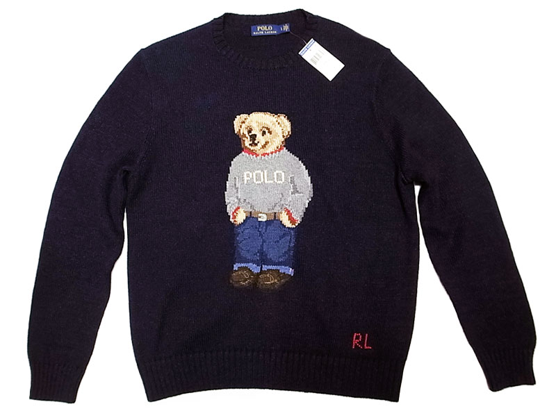 POLO Ralph Lauren BEAR Sweater ポロ・ベアークルーセーター 紺 リネン混 - Luby's （ルビーズ）
