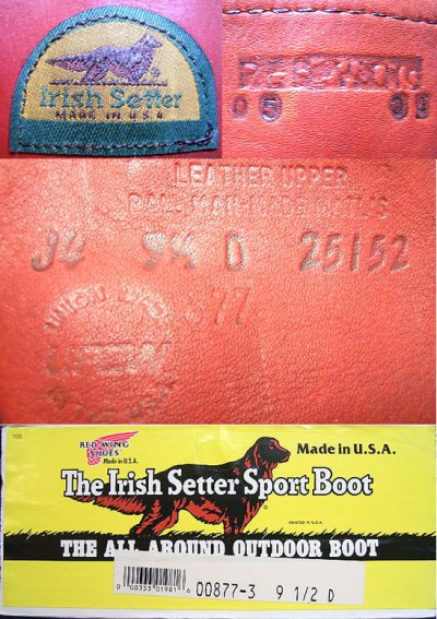 画像3: Deadstock 1994'S RED WING Irish Setter 877-3 赤茶Oro Ruset 半円緑タグ 9H-D 箱付