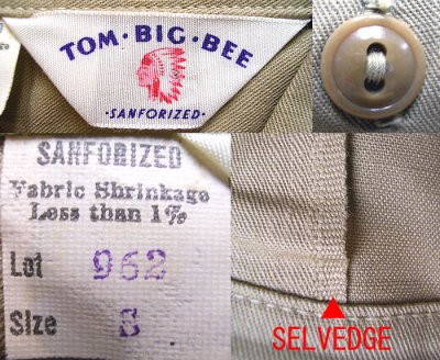 画像2: Deadstock 1970'S TOM BIG BEE LOT:952 Cotton Twill  Work Shirts S/S USA製 
