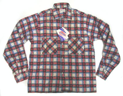 画像1: Deadstock 1970'S Stephens Print Flannel  Shirts  100% Cotton 赤×青　USA製