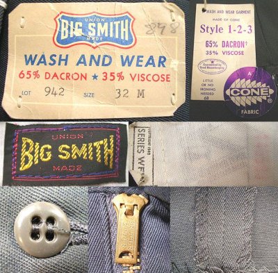 画像3: Deadstock 1960-70'S BIG SMITH Lot942 Work Trouser CONE FABRIC USA製