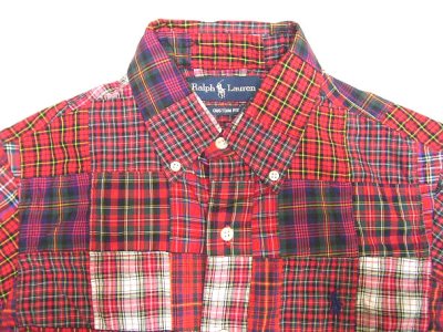 画像1: Ralph Lauren Patch-Work Plaid B.D.Shirts タータン・チェック パッチワークシャツ