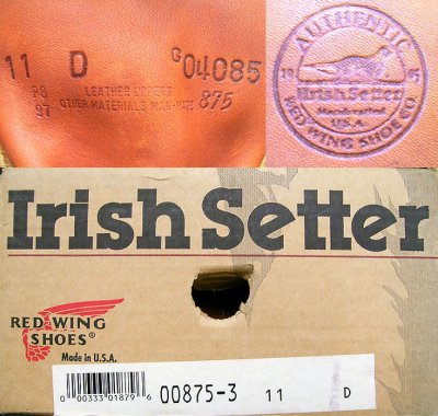 画像3: Deadstock 1997'S RED WING Irish Setter 875-3 刻印 オロ・イジナル 箱付