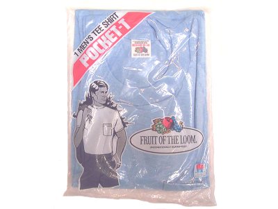 画像1: Deadstock 1984'S FRUIT OF THE LOOM ポケＴ ブルー 綿100% USA製 袋入