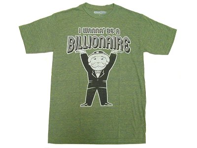 画像1: MONOPOLY "I WANNA BE A BILLIONAIRE" T-Shirts 50/50 モノポリー Tシャツ 