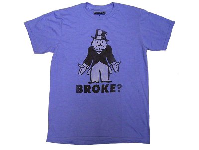 画像1: MONOPOLY "Broke?" T-Shirts 50/50 MAD ENGINE モノポリー Tシャツ 