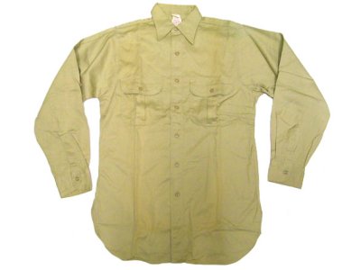 画像1: Deadstock 1960-70'S TUF-NUT Khaki Twill  Work Shirts マチ付（ミミ付） USA製 