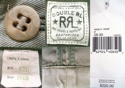 画像3: Double RL(RRL) US.Military　D-2 Trousers 100%Cotton Vintage加工