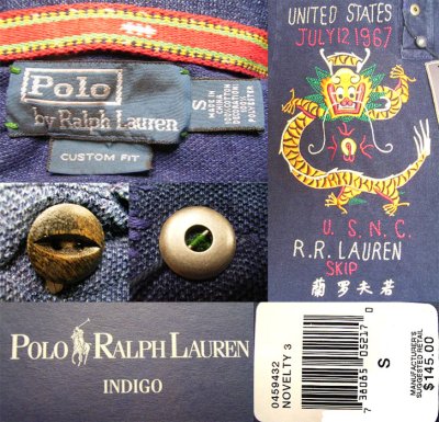 画像3: POLO by Ralph Lauren USMC Dragon Polo shirts ポロ・ラルフ インディゴ・ポロ　