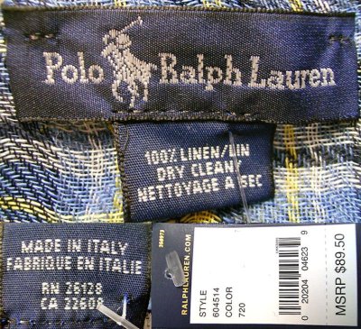 画像3: POLO by Ralph Lauren Plaid Stole #720 100% Linen 織生地 イタリア製 