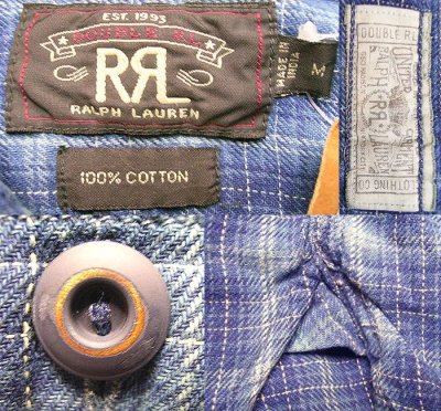 画像3: Double RL(RRL) Indigo Flannel Shirts  ダブルアールエル フランネル メタルボタン