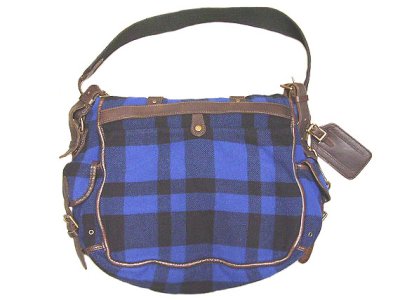 画像1: Ralph Lauren Buffalo Plaid  Shoulder Bag 青×黒 本革切替 バッファロー・プレイド 