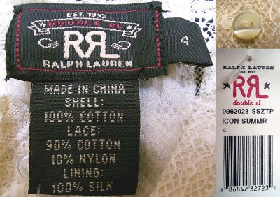 画像3: Double RL(RRL) Short-Sleeved Cotton Lace Blouse 【Women's】生成りレース