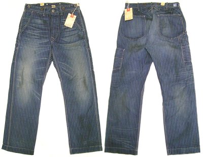 画像1: Double RL(RRL) Wabash Stripe Painter Pants W30 Vintage加工 USA製 #1完品