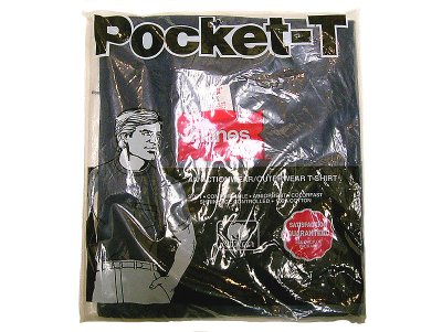 画像1: Deadstock 1985'S Hanes  POCKET-T ヘインズ ポケT 綿100% 紺 USA製 袋入