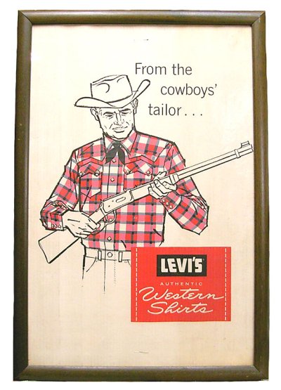 画像1: LEVI'S AUTHENTIC WESTERN SHIRTS From the Cowboy's Tailor Sign 額装