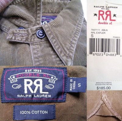 画像3: Double RL(RRL) Corduroy Work Shirts Chin-Strap Vent-hole Vintage加工