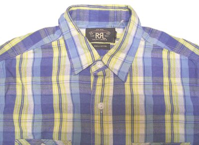 画像2: Double RL(RRL) Plaid Frannel Shirts  ダブルアールエル フランネルシャツ 青×黄