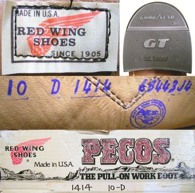画像3: Deadstock 1994'S RED WING 1414 Pecos Boots Leather Sole USA製 箱付　