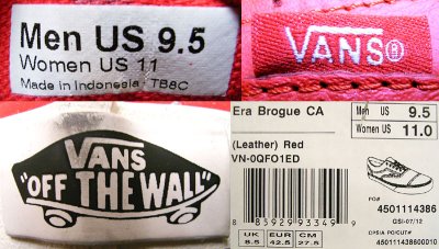 画像3: VANS Era Brougue CA 赤レザー(本革）×メダリオン ヴァンズ エラ・ブローグ 箱付