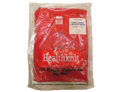 画像1: Deadstock 1980-90'S Healthknit Henley Neck L/S 赤 綿100% USA製  袋入