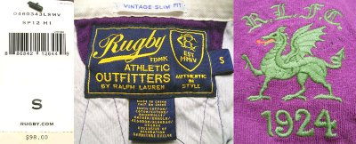 画像3: RUGBY by Ralph Lauren R.L.F.C. ラグビー　コットン・ラガーシャツ ドラゴン 紫