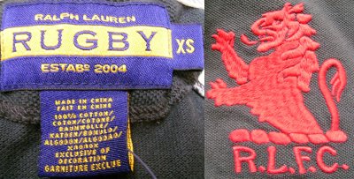 画像3: RUGBY by Ralph Lauren R.L.F.C. ラグビー・鹿の子織・半袖ラガーシャツ 黒