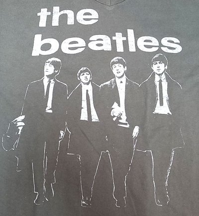 画像2: JUNKFOOD　The Beatles ビートルズ Vネック Tシャツ 綿100% 黒　アメリカ製