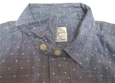 画像2: J.CREW Dot Blue Chambray Shirts  Chin-Strap One-Wash ドット抜染 柄　