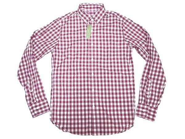画像1: J.CREW LIGHT WEIGHT B.D Shirts 赤紫×白 ギンガム・ボタンダウン・シャツ (1)