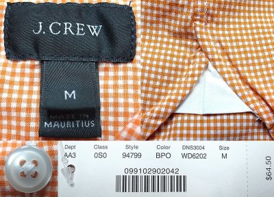 画像3: J.CREW 2-Ply Cotton Gingham B.D Shirts  橙×白 ウオッシュド・ボタンダウン