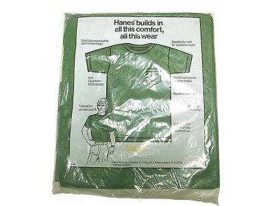 画像1: Deadstock 1976'S Hanes Pocket-T ヘインズ ポケT 綿100% 緑 USA製 袋入