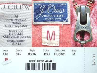 画像3: J.CREW Hoodie Vintage Fleece ジェイ・クルー 杢ピンク ジップ・パーカー 　