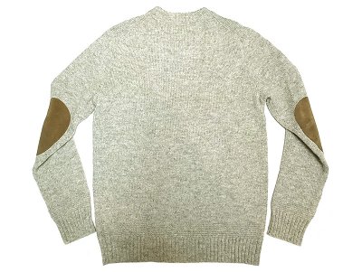 画像1: WALLACE & BARNES by J.Crew Shetland Sweater Gray-Mix スウェード肘当付