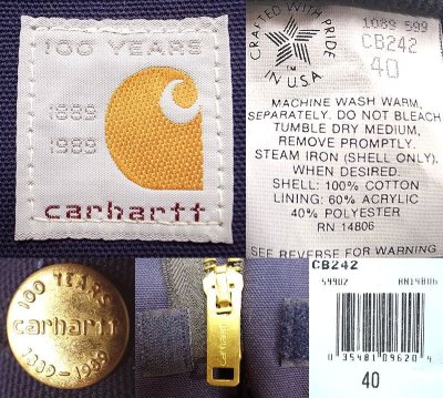 画像3: Deadstock 1989'S Carhartt Duck Blanket-Lined Coat USA製 【100周年記念モデル】 