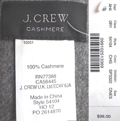画像3: J.CREW Cashmere Stole Gray 100% Cashmereジェイ・クルー カシミア・マフラー 