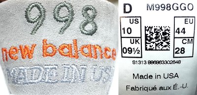 画像3: New Balance M998GGO グレイ×チャコール×オレンジ Made in USA 箱付
