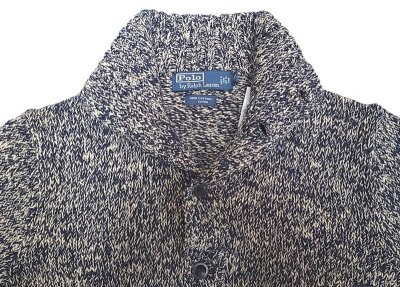 画像2: POLO by Ralph Lauren Mixed Knit Button Sweater 霜降りコットンニット 紺ミックス