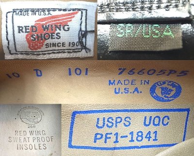 画像3: Deadstock 1995'S RED WING 101 USPS POSTMAN SHOES USA製 黒タブ 箱付 